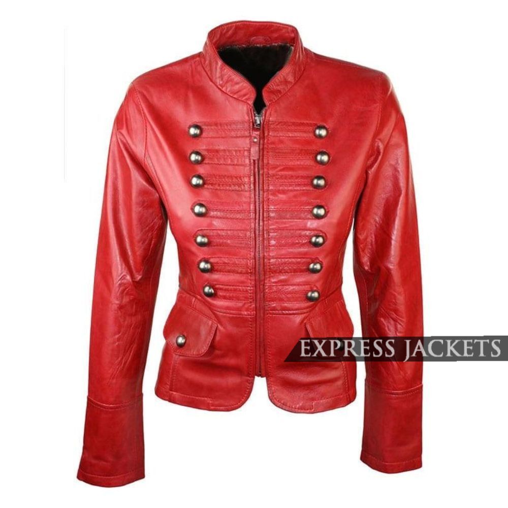 Military style shop leather jacket